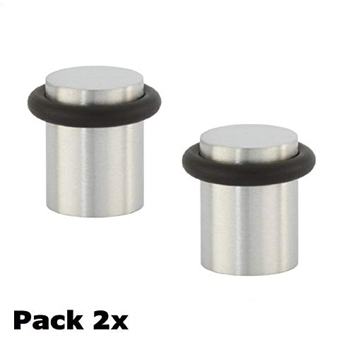 EVI Herrajes 0401602UAM Pack de 2 topes de puerta (acero inoxidable), Negro Mate, 18x24mm
