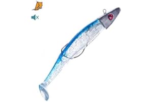 DELALANDE Leurre Souple Shad Monte avec Tete Plombee Et Hamecon Texan Swat Shad Monte - 13Cm - 30G - 153 Argent Holo Paillete Dos Bleu