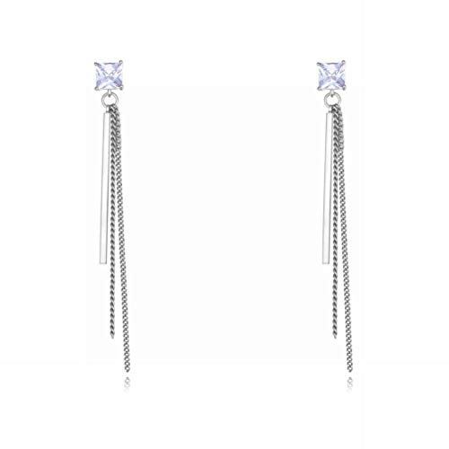 Preisvergleich Produktbild Katylen S925 Silber Nadel Hypoallergen Ohrringe AAA Zirkon Geometrische Quadratische Quaste Ohrringe Temperament Lange Ohrringe, Platin