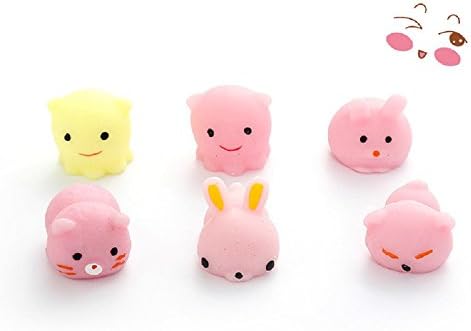 Xizi 6PCS Mochi Soft Animal Squishy Healing Squeeze Fun Kid Toy Gift Stress Reliever Decor(Random Color)