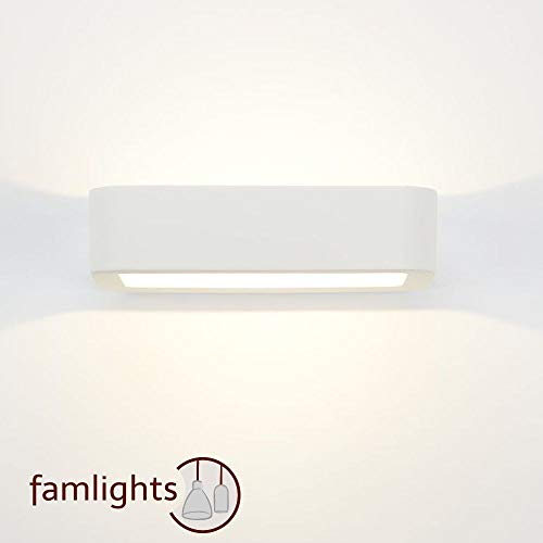 Preisvergleich Produktbild famlights Designer LED-Wandleuchte Maurice Gips, weiß / Wandlampe modern Wohnzimmer-Lampe Treppenhaus Esszimmer-Leuchte edel Uplight Downlight Wandlicht Flur-Lampe Schlafzimmer-Lampe Wandbeleuchtung