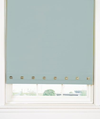 Decorative Square Eyelet Duck Egg 120cms Wide (Approx) Approximately Straight Edged Roller Blind By Whitehouse Aurora