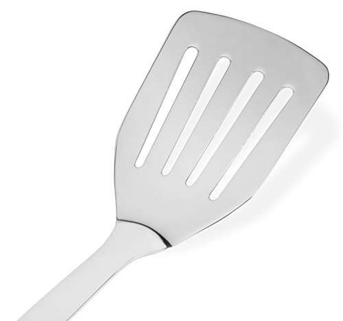 Premium Pfannenwender aus Edelstahl und Silikon – Grill Küchen Wender Spachtel in schwartz - 2