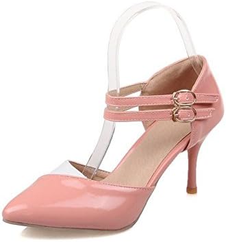 HAOHE Women's Sandals Spring Summer Fall Pointed PU Wedding Office &amp; Career Dress Casual Party &amp; Evening Stiletto Heel Double Buckle Pink