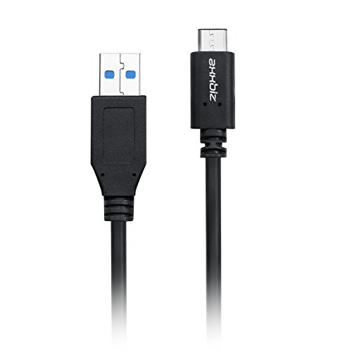 Axxbiz® CableBiz-C002 USB-C SuperSpeed Kabel -2A -3.1 USB-C Stecker auf 3.0 USB-A Stecker, bis zu 10Gbps – Sicheres Laden durch 56k Ohm Widerstand – 1m lang – Schwarz - 3