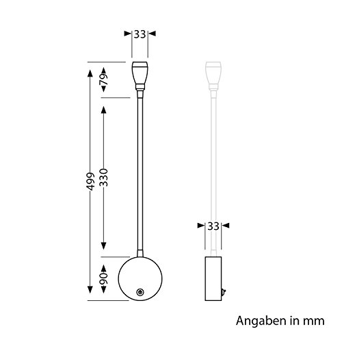 parlat LED Lese-Lampe / Wand-Leuchte Han, Schwanenhals, Chrom, Schalter, Stecker, weiß - 5