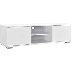 [en.casa] Meuble TV avec Compartiments et Portes Buffets Bas téléviseur Armoire Bas 34,5cm x 120cm x 40cm MDF Blanc