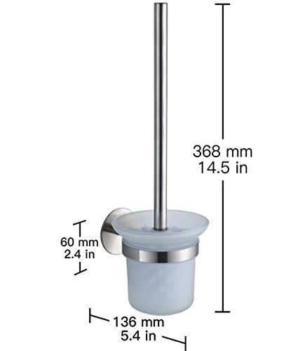 Wangel WC-Bürste und Halter WC-Bürstengarnitur ohne Bohren, Patentierter Kleber + Selbstklebender 3M-Kleber, Edelstahl und Glas, Gebürstetes Finish - 5