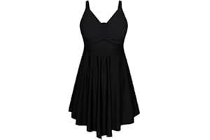 Hanna Nikole Women's Plus Size Skirted One-Piece Swimsuits Tummy Control Swimwear Shape Swimming Costume Ruffled Swim Dress Soft Bathing Suits with Built in Swim Shorts