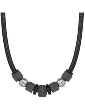 s.Oliver Kinder-Kette mit Anhänger 43+2 cm Carbon Jungen Edelstahl Leder 45 cm 2015027