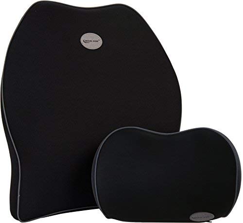 Preisvergleich Produktbild Travel Ease Rückenkissen und Nackenkissen für das Auto / Fahrzeug Erinnerungsschaum Orthopädisches Design Autositzkissen für Rückenschmerzerleichterung(Schwarz)