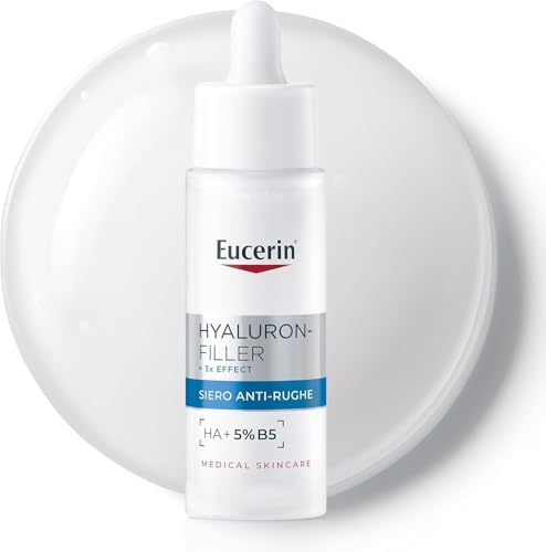 Eucerin Hyaluron-Filler Siero Anti-Rughe 30 ml, Siero viso antirughe, tonificante e idratante, Face serum con Acido Ialuronico, Provitamina B5 e Glicerina per un effetto lifting viso immediato