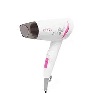 VEGA 1200 Watts Go Style Foldable Hair Dryer With Heat & Cool Setting (VHDH-18), White