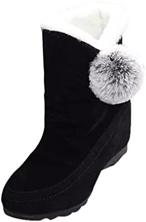Boots Women, DoraMe Ankle Boots Warm Suede Shoes Casual Flats Shoes (EU 36, Black)