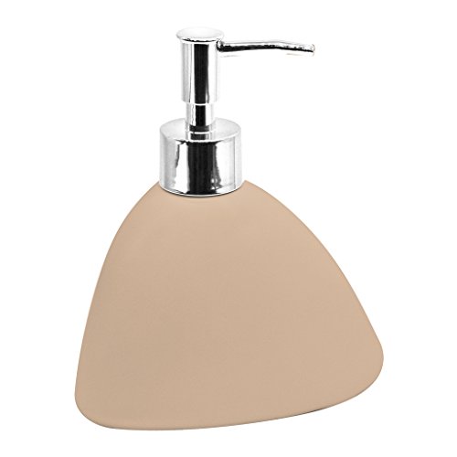 4 Stück Deluxe Badezimmer Zubehör Set – anti-mold Material – Beinhaltet: Seife/Lotionspender, Seifenschale, Zahnbürstenhalter, Becher, verschiedene Designs Pebble Beige - 3