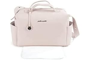 Pasito a Pasito. Biscuit Baby Trolley Bag, Basket with Changing Mat, Practical and Spacious, Made of Eco-Leather, Cowhide, Pink, Measurements 42 x 25 x 16 cm.