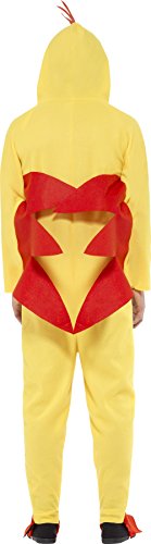 Smiffys Adult men's Chicken Costume, Hooded All in One, Party Animals, Serious Fun, Size L, 27857