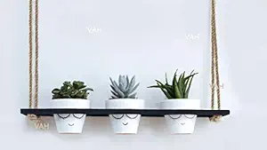 VAH Wood Hanging Planter Shelf, Black