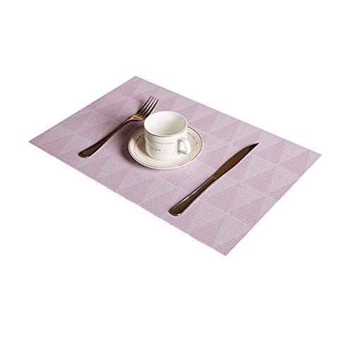 Addfun Table Mats(Set of 6),PVC Insulation Non-slip Insulation Washable Placemat(Pink)