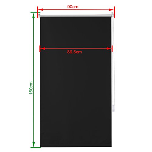 OBdeco Verdunkelungsrollo 90×160cm Schwarz Thermorollo Silberbeschichtung Klemmfix ohne Bohren - 2