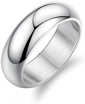 Jasmineees Jewellery Stainless Steel Men Ring Classical Smooth surface Punk Biker Rock Retro Gothic Ring for Men Silver Size V 1/2