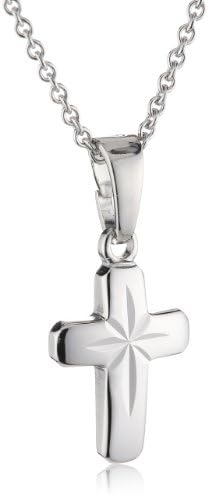 Xaana AMZ0207 Children's Cross Pendant 12 mm with Chain 36-38 cm Rhodium-Plated 925 Sterling Silver
