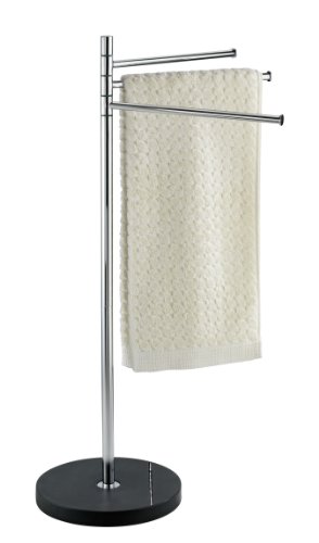 WENKO 18766100 Handtuchständer Diamond mit 3 Armen - Kleiderständer, bewegliche Arme, Stahl, 42.5 x 80 x 25 cm, Chrom