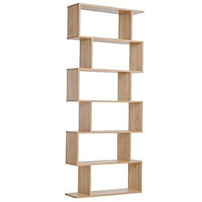 Homcom Bibliothèque étagère Zig zag Design Contemporain 80L x 23l x 192H cm 6 Niveaux Coloris chêne Clair