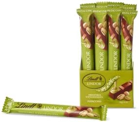 Lindt LINDOR Snack Cioccolato al Latte con Pistacchio, Formato 38g, 24 pezzi