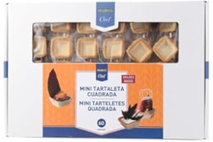 MAKRO CHEF Tartaletas y Vol Au para Sorprender a Tus Invitados, Aperitivos Dulces y Salados. Ideal Para Fiestas, Cumpleaños, Aniversarios Eventos (Chef tartaleta dulce cuadrada 60 u. (total 1080 g))