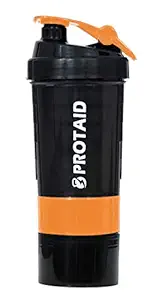 Protaid Protein Shaker Bottle with with Three Compartment Protein Shaker for Boys & Girls Use Whey Protein Mix Cycling Water Shake Sports Mixing with Stainless Steel with 100% Leak Proof 600 ML