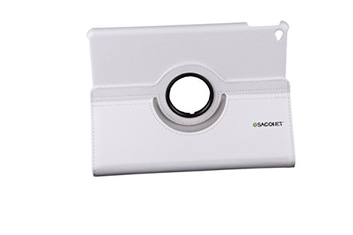 WEIß iPad AIR 2 ( 6 ) 360 Grad rotierende Ledertasche Smart Case Hülle für das neue Apple iPad AIR 2 ( 6 ) mit Retina Display voll kompatibel mit der Sleep-Funktion + Displayschutzfolie + kapazitiver Stift - 6