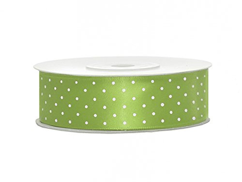 Party Parade Apple - Cinta para Lazos (25 mm), diseño de Lunares, Color Verde y Blanco