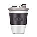 Produktbild UUQ Mehrweg Coffee to go Becher, 12oz Leicht & Bruchsichere Kaffee-Becher, Trink-Becher für Arbeit und Reisen, Silikondeckel und Wärmschutz, ökologisch abbaubar, lebensmittelecht (Hellgrau)