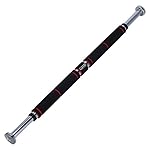 GHB Barre de Traction Porte Barre de Musculation 62-105cm en Acier Inoxydable- Noir Rouge