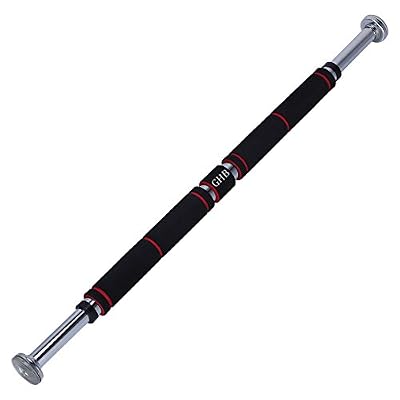 GHB Barre de Traction Porte Barre de Musculation 62-105cm en Acier Inoxydable- Noir Rouge