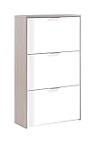 zapatero 60 pares 3 puertas abatibles 13Casa LC0877R - Zapatero con 3 Puertas y Capacidad de 18 pares, Color exterior Roble y Frontales Blanco Brillo, 60 x 113 x 22 cm
