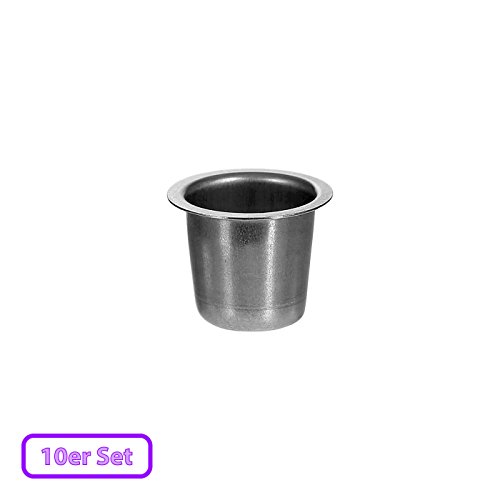 Kerzenhalter konisch Silber 22mm - optional mit Tropfenfänger - die perfekte Kerzentülle für Spitzkerzen, Größe:Kerzentülle 10er Set