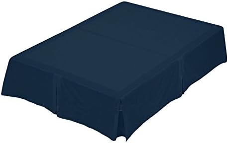 Luxury Plain Dyed Base Valance Sheet Box Pleated Poly-Cotton Bed Sheet by MAS International Ltd (Navy, Single)