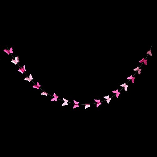 MagiDeal Papier Schmetterling Bunting Banner Girlande Hochzeit Zimmer hängen Dekor – Rosa, 2,8 m - 4
