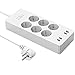 Produktbild L&Z Wi-Fi Smart Power Strip Multi-Socket-Überspannungsschutz mit 6 Steckdosen 4 USB-Anschluss, Alexa Echo/Smart Home-Timer-Schaltsteuerung, Remote-APP über Android IOS-Smartphone