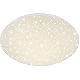 Briloner Leuchten LED Deckenleuchte mit Sternenfunkel Dekor, Lichtfarbe Deckenlampe: neutralweiß, D: 28 cm, 15W, 1200 Lumen, weiß, Metall, Integriert, 12 W, 28 x 28 x 9.5 cm