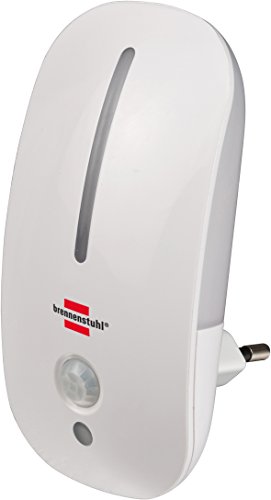 Brennenstuhl Veilleuse LED avec détecteur de mouvement infrarouge & capteur crépusculaire, lampe avec 9 LED & interrupteur, blanc, Quantité : 1