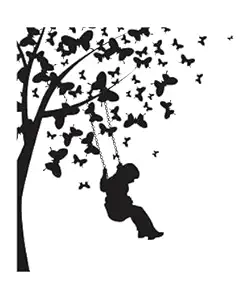 Advait designs - Beautiful Tree with swining Child Wall Sticker for Home Living Room Bedroom Office Kitchen