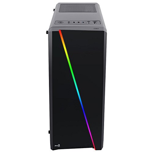 Aerocool Cylon - Caja de Ordenador para PC  semitorre  ATX  Panel Lateral acr  lico  LED RGB en Panel Frontal  13 Modos de iluminaci  n  Incluye Ventilador Trasero 12cm  USB 3 0   Color Negro