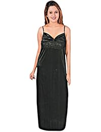 Indiatrendzs Women's Sexy Hot Honeymoon Black Sleepwear 2pc Nighty With Robe