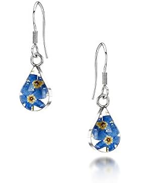 Ohrstecker mit Haken in Geschenkbox echte Vergissmeinnicht in Tropfenform