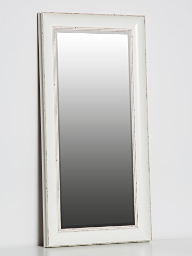 Wandspiegel Weiß 80 x 40 cm Barock Landhaus Shabby Chic Spiegel mit Facettenschliff antik neu