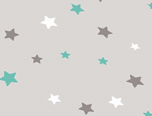 Aminata Kids Bettwäsche Kinder Sterne 100×135 cm grau türkis Kinderbettwäsche-Sternmotiv Bettwäsche Kinder Stern Baumwolle Reißverschluss RV Kleinkind - 2