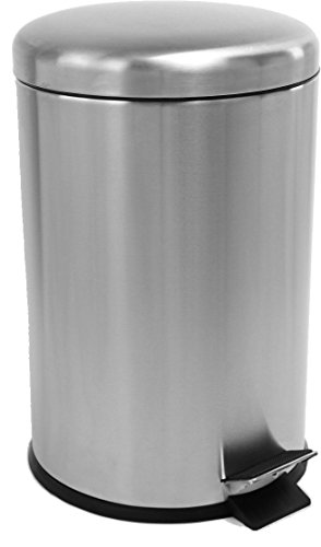 20 Liter Edelstahl Mülleimer, mattierter Tret- Abfalleimer mit abgerundetem Deckel - 7